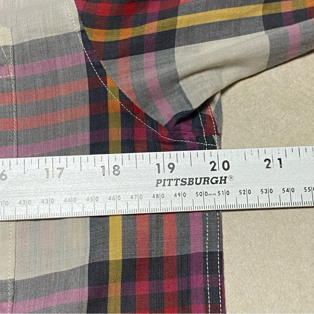 Diane Von Furstenberg Button up Shirt Womens Size 10 Plaid Long sleeve - Picture 12 of 14